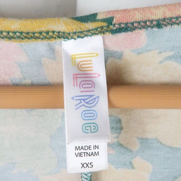 LULAROE MULTI FALL FLORAL SHORT SLEEVE ROUND NECK TUNIC TOP SIZE XXS - Picture 2 of 10